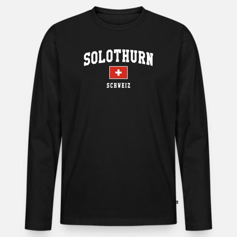 Solothurn Schweiz Flag Badge - Männer Premium Bio Langarmshirt - Schwarz