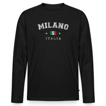 Milano Italia - T-shirt manches longues Premium bio Homme - noir - Devant - Nico (187cm)