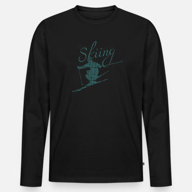 skiing ski fahren - Männer Premium Bio Langarmshirt - Schwarz