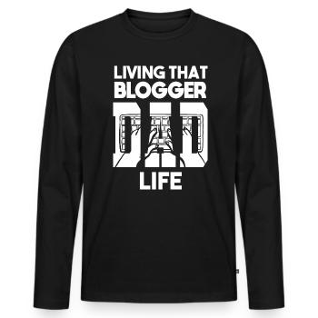 Vivre ce blogueur papa vie Papa Blogger - T-shirt manches longues Premium bio Homme - noir - Devant - Nico (187cm)