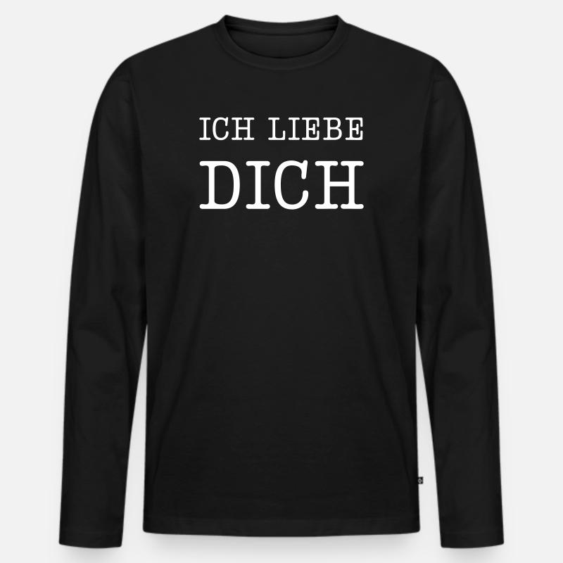 Ich liebe dich - Liebeserklärung - Männer Premium Bio Langarmshirt - Schwarz