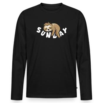 Sunday sloth comic funny Sunday shirt icon - Men's Premium Organic Long Sleeve Shirt - black - Front - Nico (187cm)