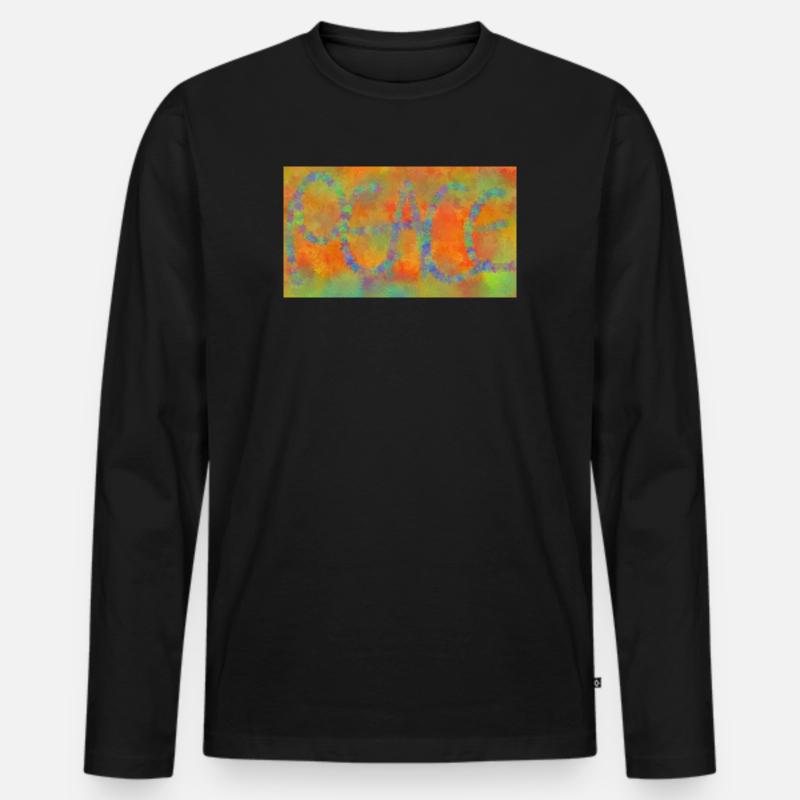 Friede - Männer Premium Bio Langarmshirt - Schwarz