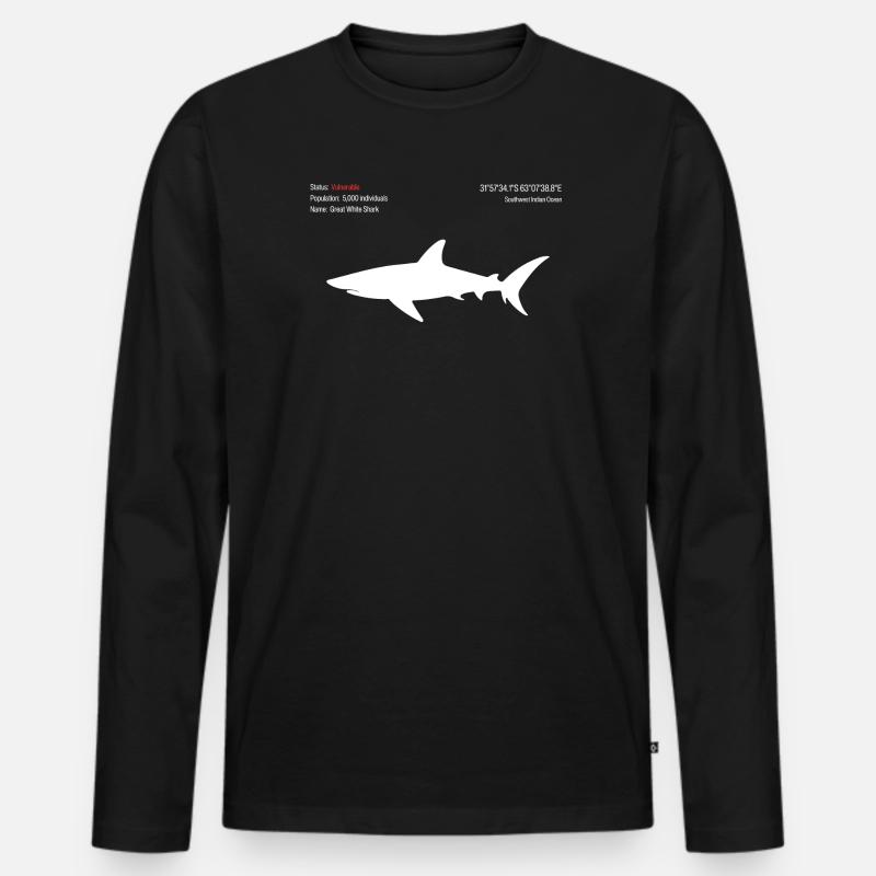 Hai - Männer Premium Bio Langarmshirt - Schwarz