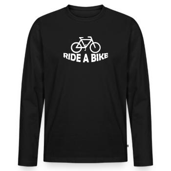 RIDE A BIKE - Men's Premium Organic Long Sleeve Shirt - black - Front - Nico (187cm)