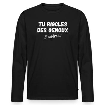 lustiger Satz, Zitat, Sarkasmus - Männer Premium Bio Langarmshirt - Schwarz - Vorne - Nico (187cm)
