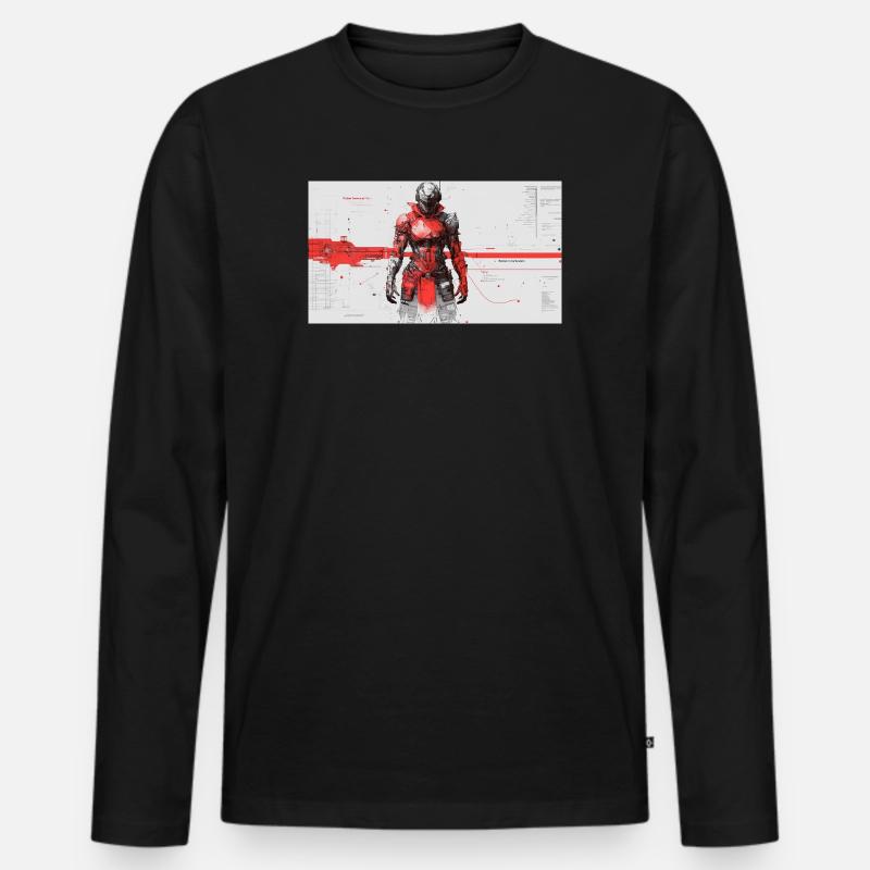 Futuristischer Cyber-Samurai - Männer Premium Bio Langarmshirt - Schwarz