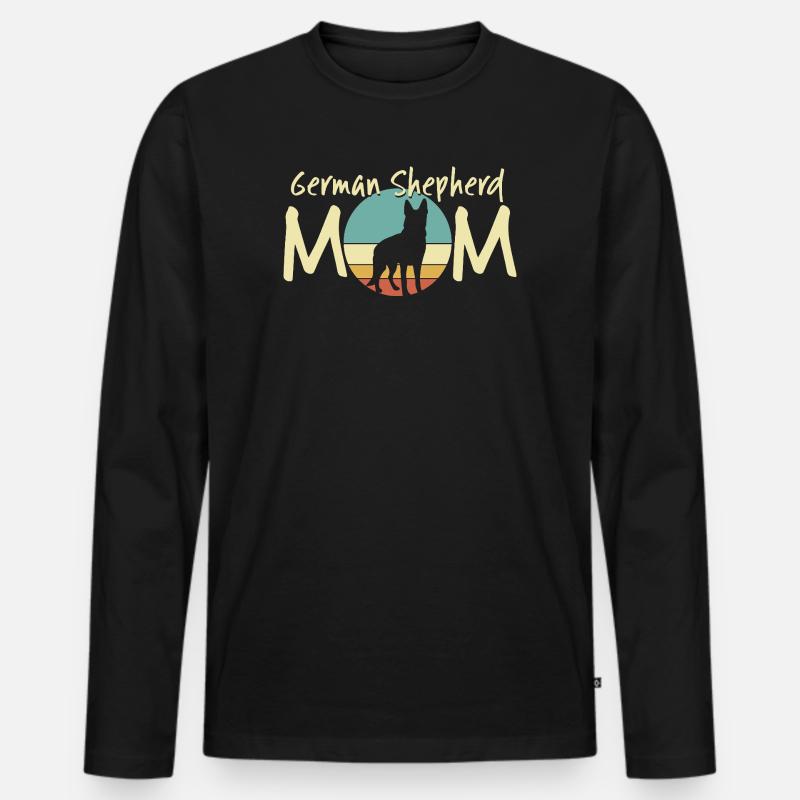 Deutscher Schäferhund Mama Retro Design - Männer Premium Bio Langarmshirt - Schwarz
