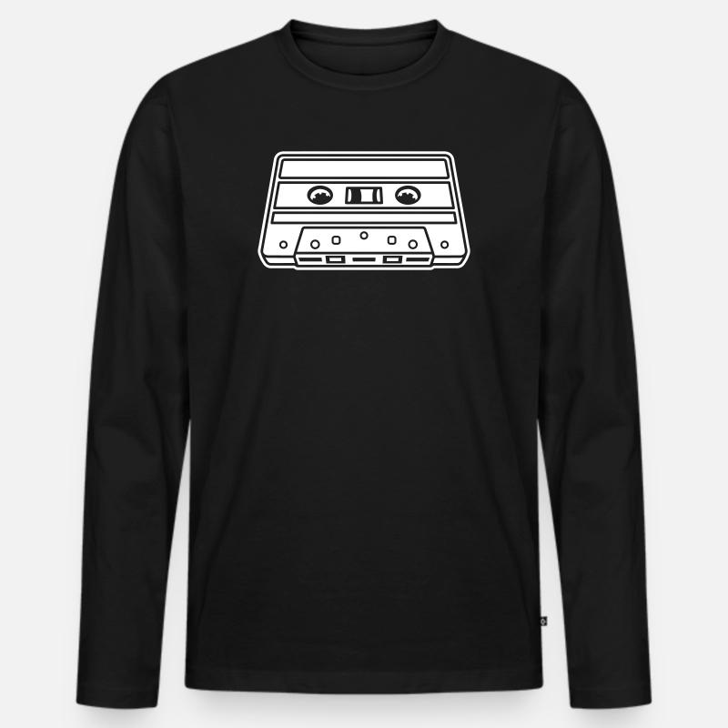 Kassette Perspektive – Retro Mixtape Design - Männer Premium Bio Langarmshirt - Schwarz