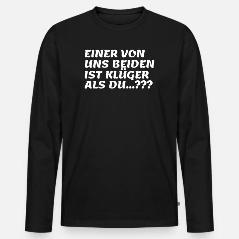 Zwei klüger als du Spruch - Männer Premium Bio Langarmshirt - Schwarz