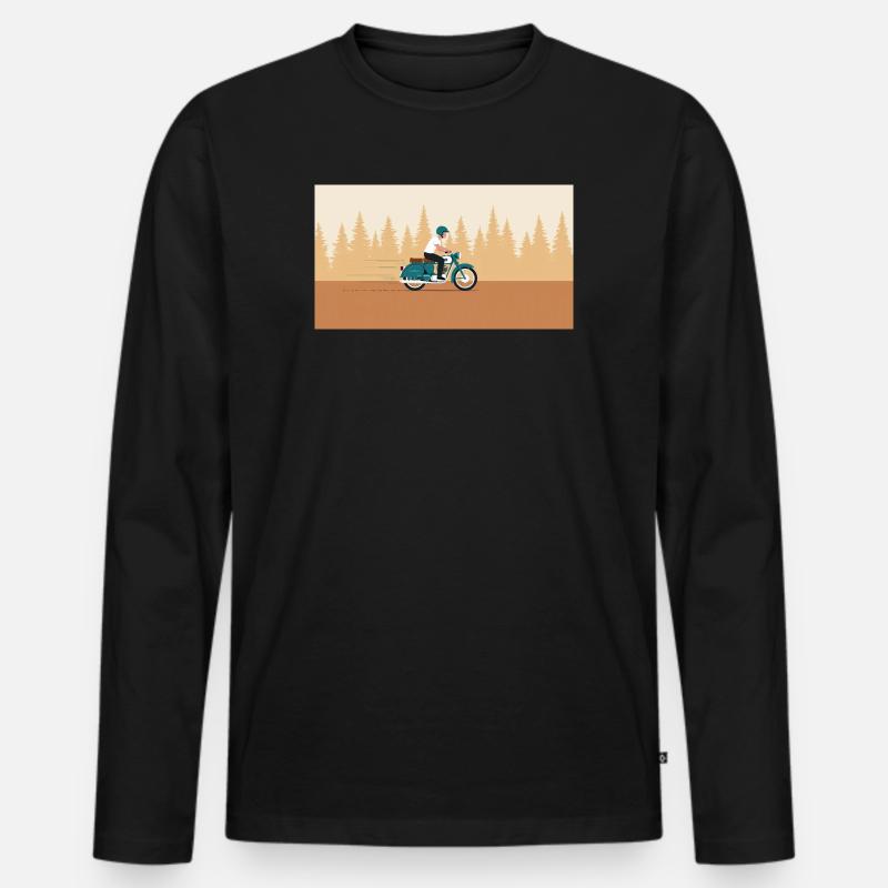 Waldfahrt im Retrolook - Männer Premium Bio Langarmshirt - Schwarz
