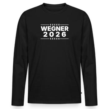 Wegner 2026 - T-shirt manches longues Premium bio Homme - noir - Devant - Nico (187cm)