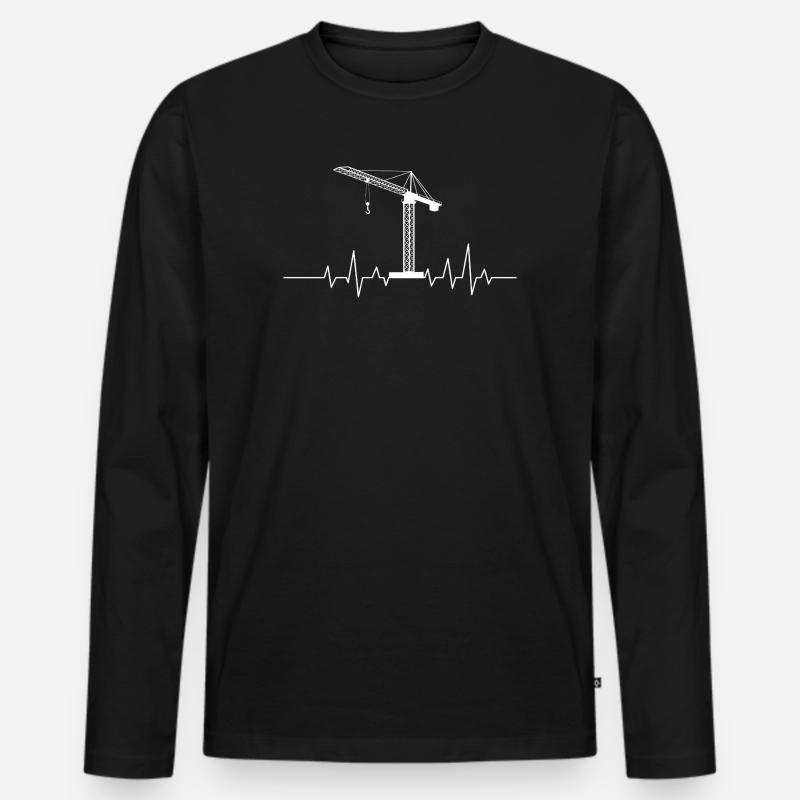Crane Heartbeat EKG-Bauoperator - Männer Premium Bio Langarmshirt - Schwarz