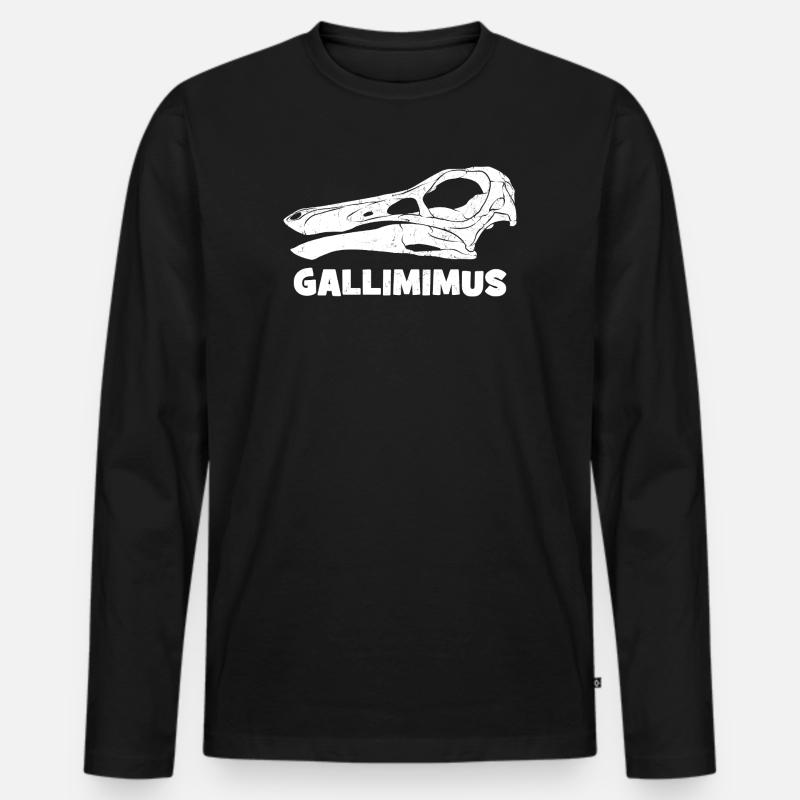 Gallimimus Schädel Fossil - Männer Premium Bio Langarmshirt - Schwarz
