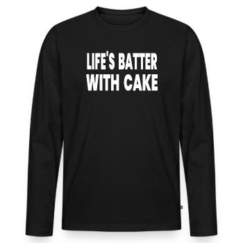 Gâteau - T-shirt manches longues Premium bio Homme - noir - Devant - Nico (187cm)