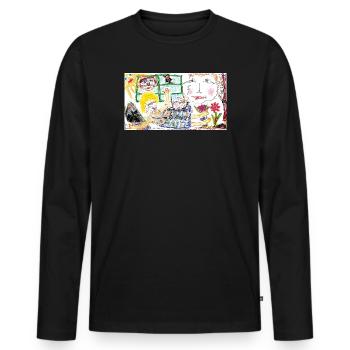 Famille - T-shirt manches longues Premium bio Homme - noir - Devant - Nico (187cm)