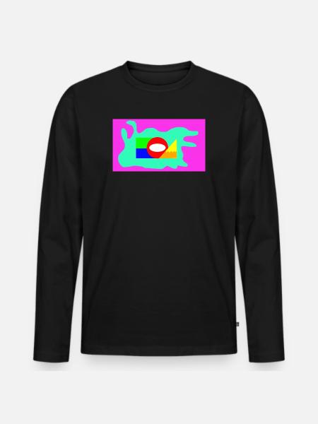 Geometrische Farbblock Collage Neon - Männer Premium Bio Langarmshirt - Schwarz