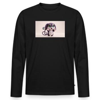 Créature mignonne et mignonne surprise aux grands yeux verts - T-shirt manches longues Premium bio Homme - noir - Devant - Nico (187cm)