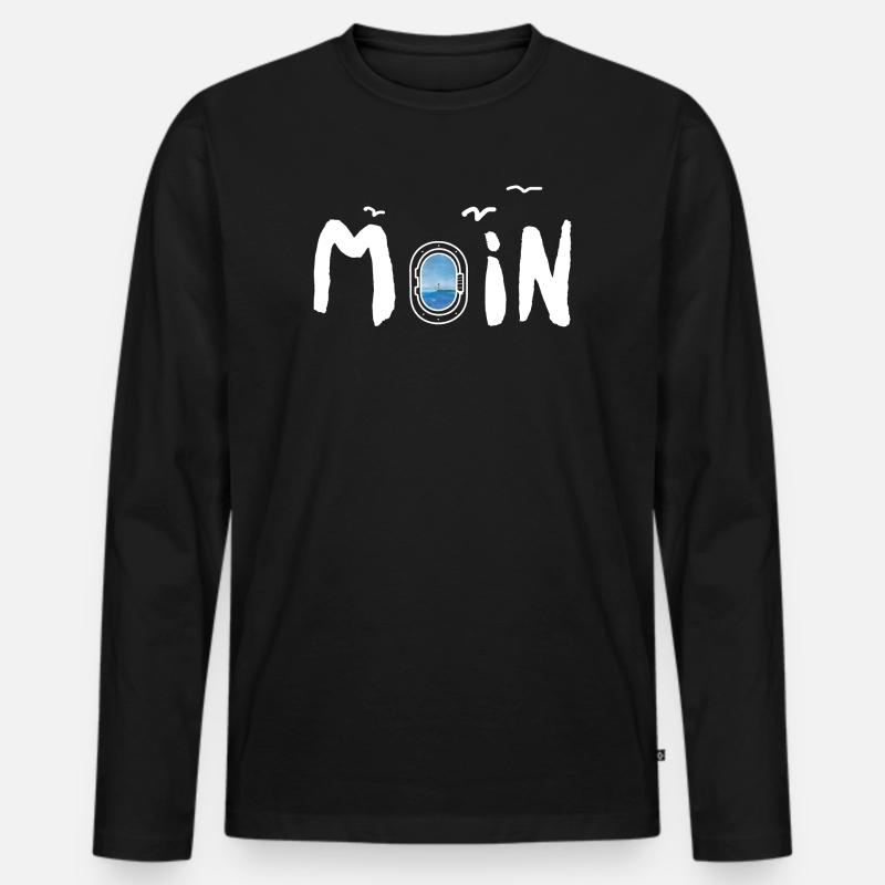 Moin Meer Leuchtturm Möwe - Männer Premium Bio Langarmshirt - Schwarz