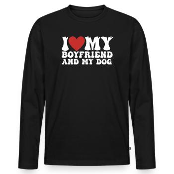 I love my Boyfriend and my Dog - T-shirt manches longues Premium bio Homme - noir - Devant - Nico (187cm)