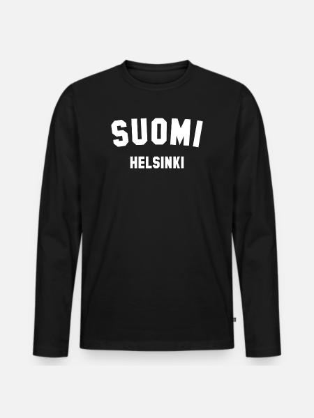 HELSINKI Suomi Finland - Men's Premium Organic Long Sleeve Shirt - black