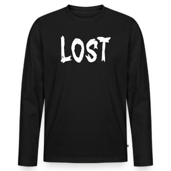 LOST - Men's Premium Organic Long Sleeve Shirt - black - Front - Nico (187cm)