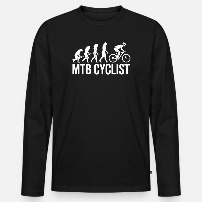 Evolution einer MTB-Radfahrer-Silhouette - Männer Premium Bio Langarmshirt - Schwarz