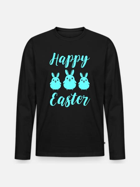 Joyeux lapins de Pâques - T-shirt manches longues Premium bio Homme - noir