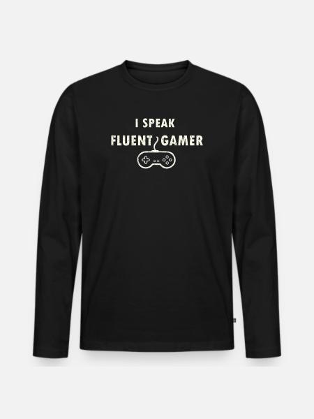 Fluent in Gamer - Men's Premium Organic Long Sleeve Shirt - black