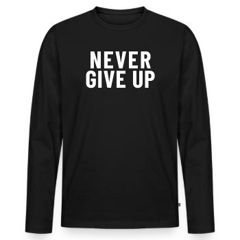 Never Give Up - Männer Premium Bio Langarmshirt - Schwarz - Vorne - Nico (187cm)