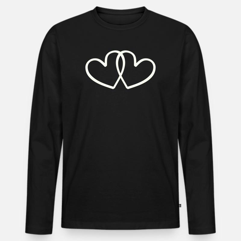 Herzen - Männer Premium Bio Langarmshirt - Schwarz