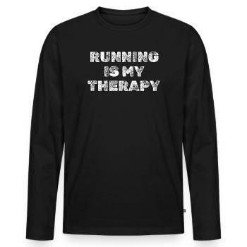 Running Is My Therapy – Jogging & Running Motivation - Men's Premium Organic Long Sleeve Shirt - black - Front - Nico (187cm)