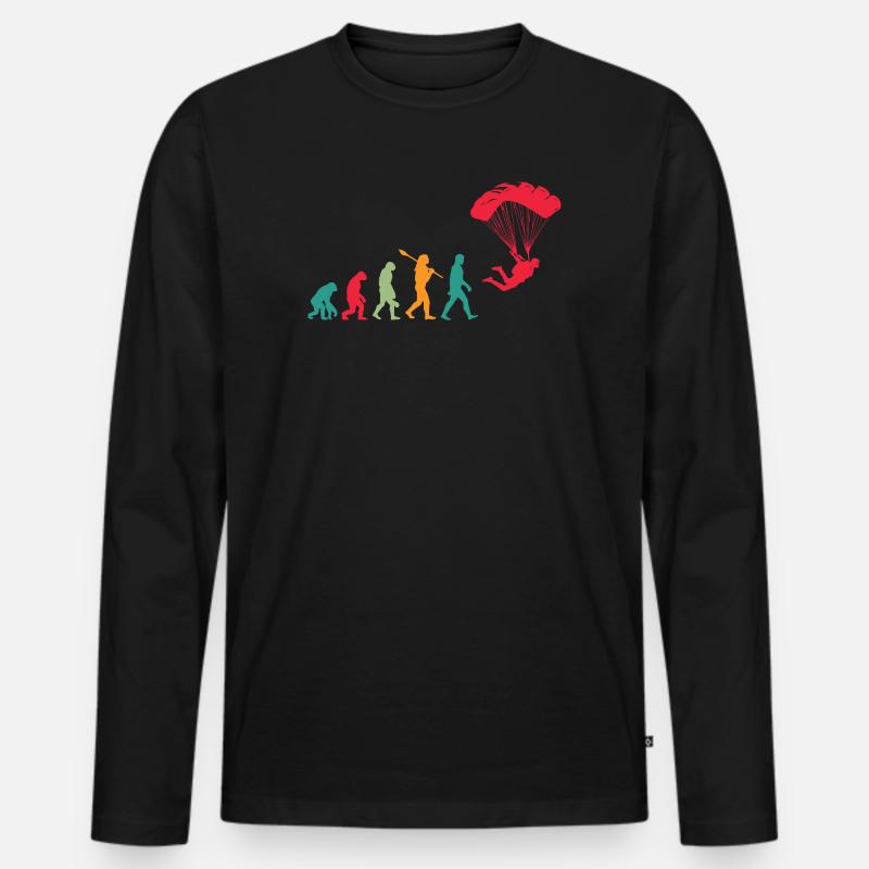 Fallschirm Evolution Fallschirmspringer - Männer Premium Bio Langarmshirt - Schwarz