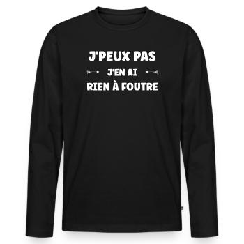 rien à foutre - T-shirt manches longues Premium bio Homme - noir - Devant - Nico (187cm)