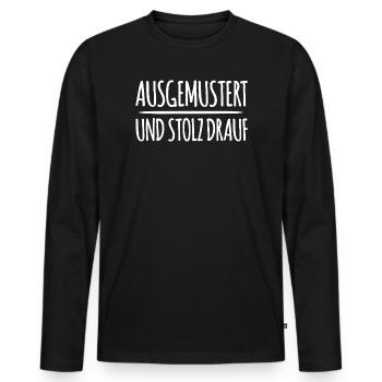 Ausgemustert Gegen Krieg - Männer Premium Bio Langarmshirt - Schwarz - Vorne - Nico (187cm)