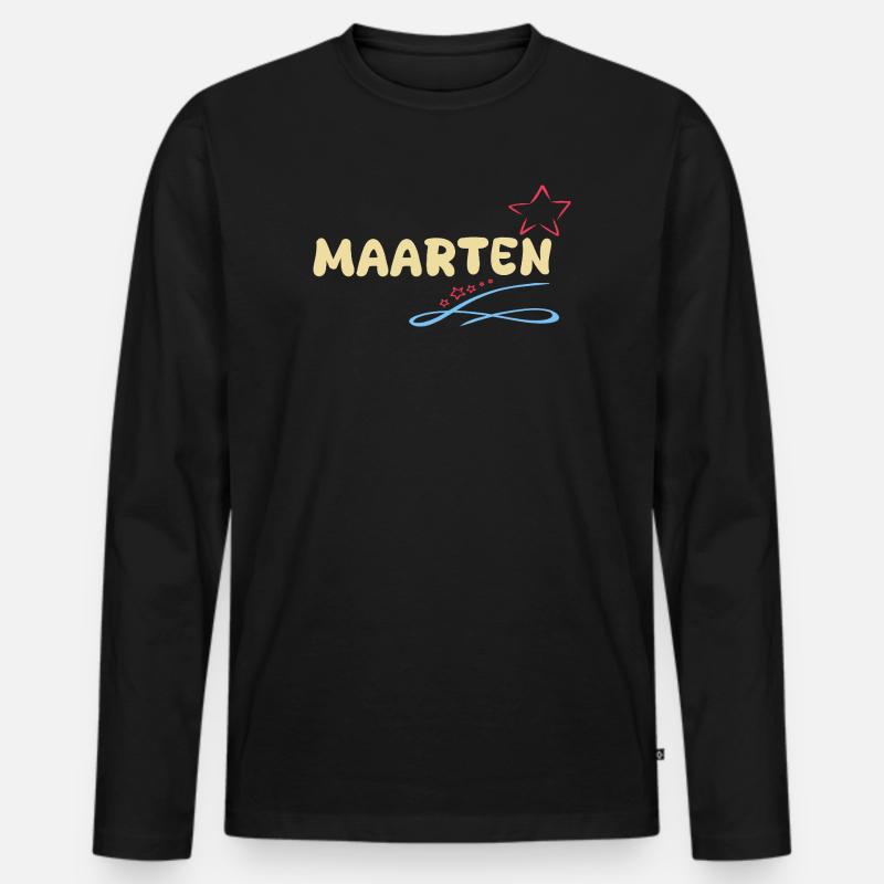 Maarten als Sterne - Männer Premium Bio Langarmshirt - Schwarz