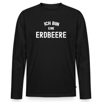 Erdbeeren Erdbeerenmotiv ICH BIN EINE ERDBEERE - Männer Premium Bio Langarmshirt - Schwarz - Vorne - Nico (187cm)