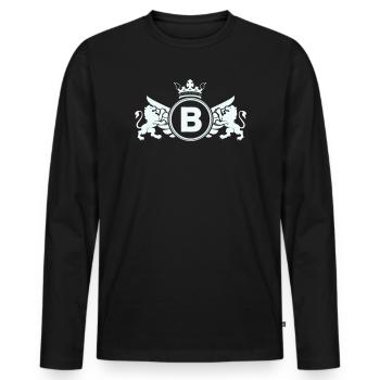 Imperial B-coat of arms with lion crown - Men's Premium Organic Long Sleeve Shirt - black - Front - Nico (187cm)