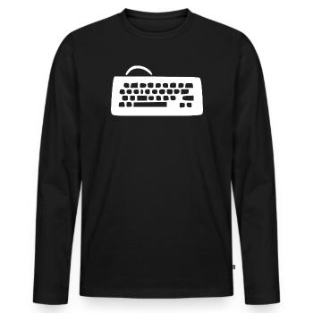 Clavier d’ordinateur rétro blanc vintage années 80 90 - T-shirt manches longues Premium bio Homme - noir - Devant - Nico (187cm)