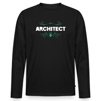 Architect font with ornaments - Men's Premium Organic Long Sleeve Shirt - black - Front - Nico (187cm)