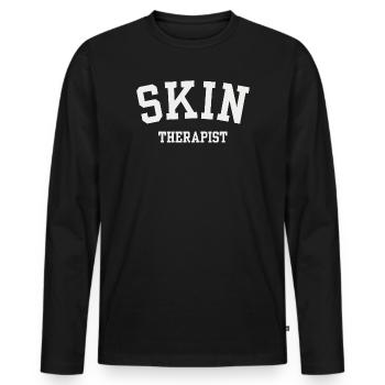 Hautpflegegeschenk von Kosmetikerin und Hauttherapeuten - Männer Premium Bio Langarmshirt - Schwarz - Vorne - Nico (187cm)