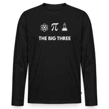The Big Three: Atom Pi Flask - Men's Premium Organic Long Sleeve Shirt - black - Front - Nico (187cm)