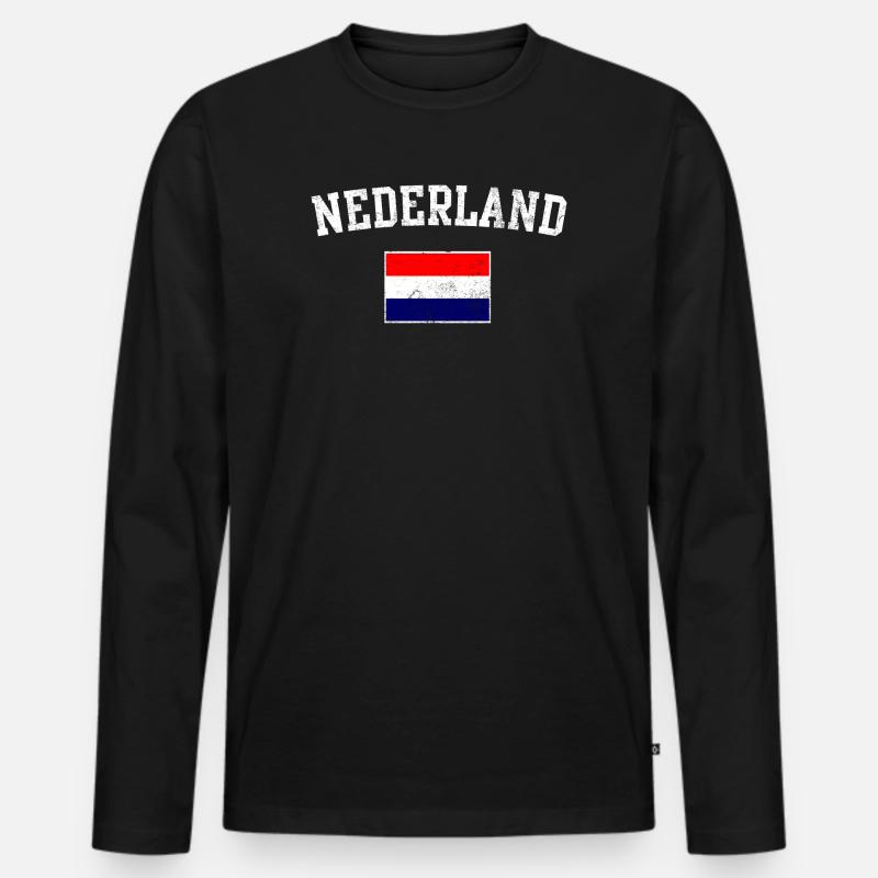 Nederland Arc-Flagge - Männer Premium Bio Langarmshirt - Schwarz