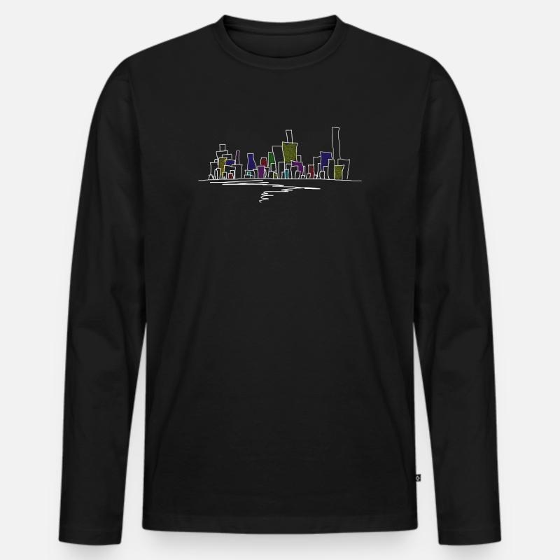 skyline - Männer Premium Bio Langarmshirt - Schwarz