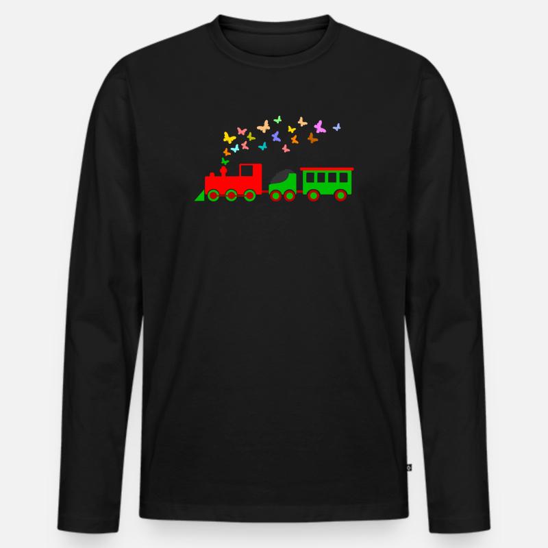 lokomotive eisenbahn kind - Männer Premium Bio Langarmshirt - Schwarz