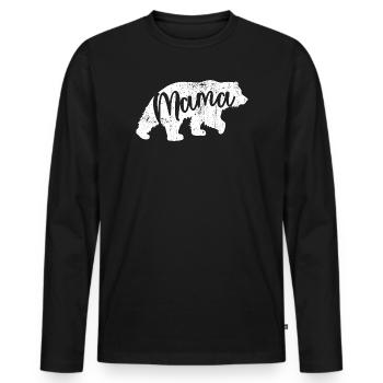 Mama Bear Script Logo - Men's Premium Organic Long Sleeve Shirt - black - Front - Nico (187cm)