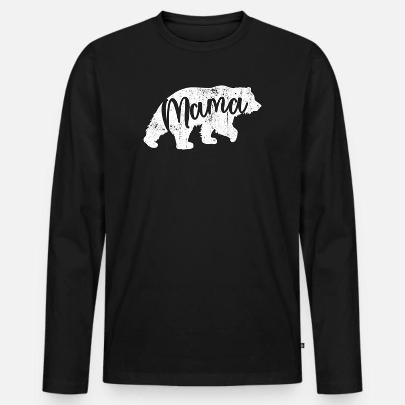 Mama Bär Schriftzug Logo - Männer Premium Bio Langarmshirt - Schwarz