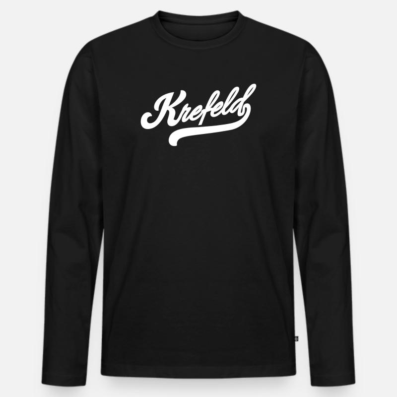 Krefeld Retro - Männer Premium Bio Langarmshirt - Schwarz