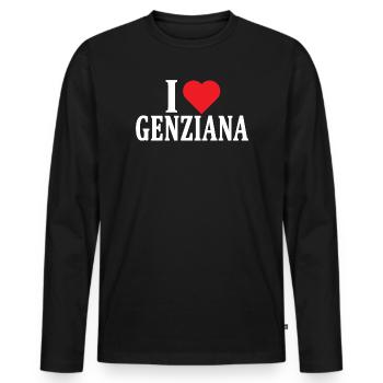 T-Shirt Ich liebe Enzian T-Shirt Geschenkidee - Männer Premium Bio Langarmshirt - Schwarz - Vorne - Nico (187cm)