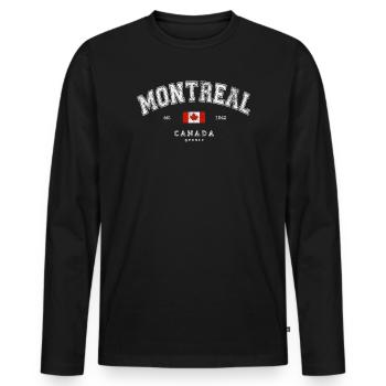 Montreal Canada - Men's Premium Organic Long Sleeve Shirt - black - Front - Nico (187cm)